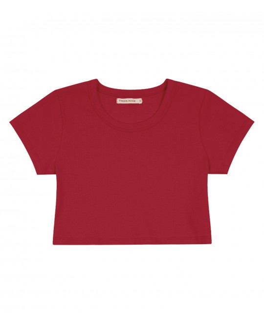 Camiseta Cropped em Malha Canelada - Trick Nick