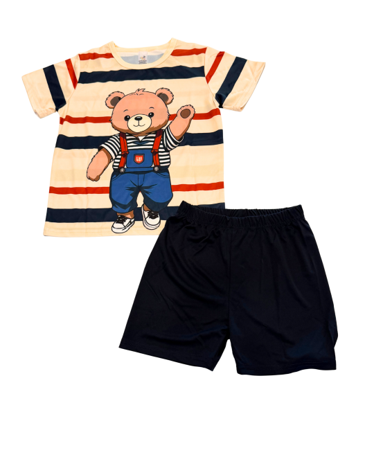 Conjunto Infantil Listrado Urso Tecido Easy Care - Albarella