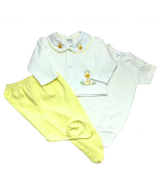 Conjunto 3 Peças Body, Casaquinho e Calça Girafa Hira Imi