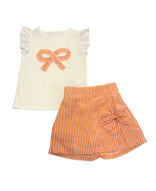 Conjunto Infantil Feminino Listrado Laranja - Albarella