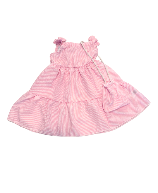 Vestido Infantil Regata  Anarruga Listrada com Bolsa - Albarella