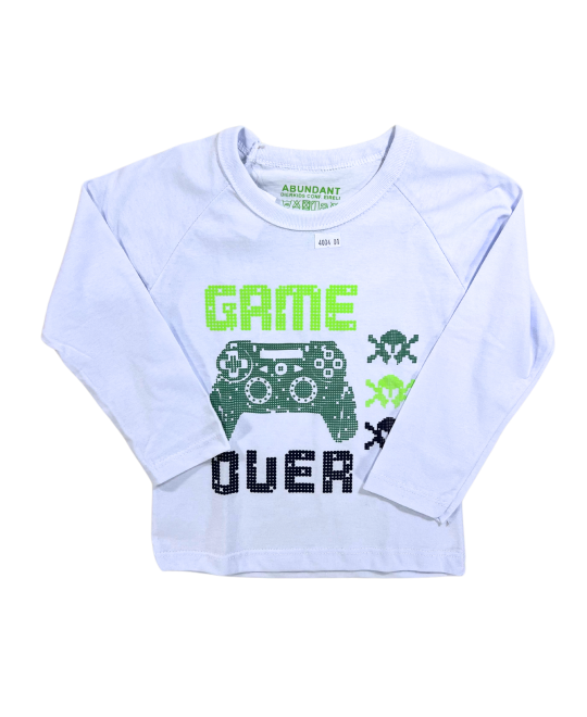 Camiseta Bebê Manga Longa Game Over - Abundant
