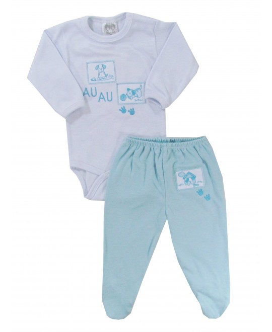 Conjunto Bebê de Body e Calça Au Au Azul  - Hira-Imi