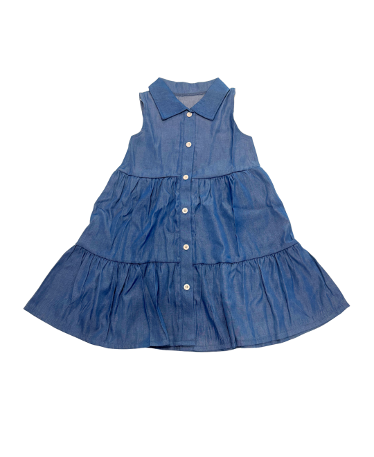 Vestido Infantil 3 Marias com Gola e Botões Frontal Estilo Jeans - Albarella