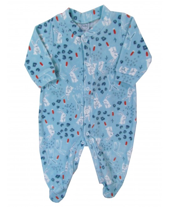 Macacão Comprido Bebê Coelhinhos Azuis - Piu Blu