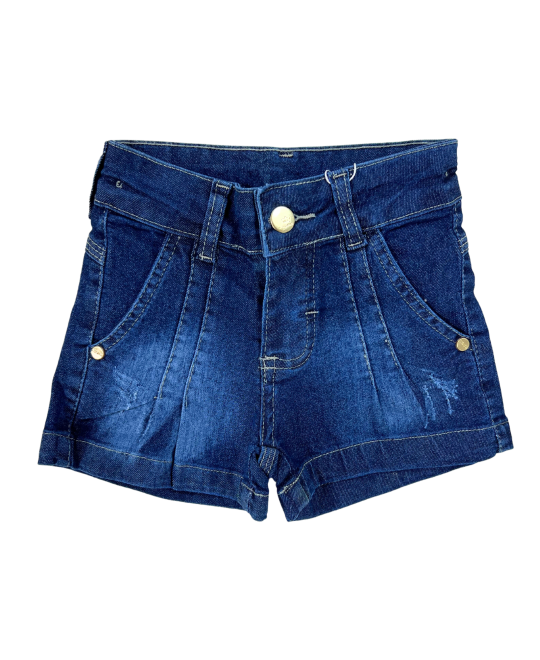 Shorts Infantil Feminino Jeans com Pregas - Lean