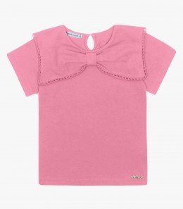 Blusa Menina Gola Formato de Laço Rosa - Trick Nick