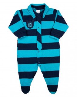 Macacão Bebê Masculino Piquet Listrado - Ano Zero