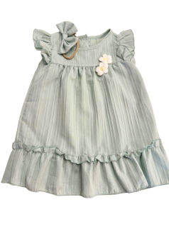 Vestido Primeiros Passos com Flores Aplicadas e Faixa