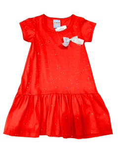 Vestido Infantil com Laço e Brilhos em Meia Malha Fantoni