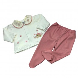 Conjunto Bebê 3 Peças Body, Casaquinho e Calça Ursinha com Laço Hira Imi 