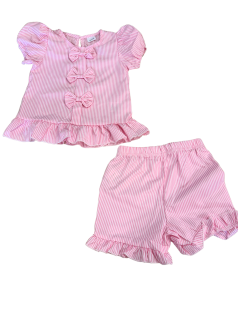 Conjunto Bebê Menina Listrado com Laços 