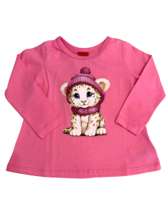 Blusa Primeiros Passos Manga Longa  Cachorrinho com Cachecol e Gorro - Kyly