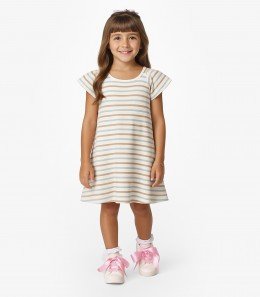 Vestido Infantil em Viscose Listrado - Select