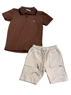Conjunto Infantil Polo Listrada Marrom - Trick Nick