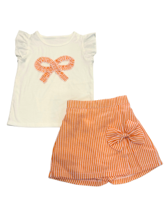 Conjunto Infantil Feminino Listrado Laranja - Albarella