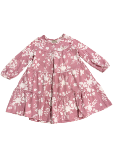  Vestido Infantil Manga Longa com Flores na Cor Rosé Milon