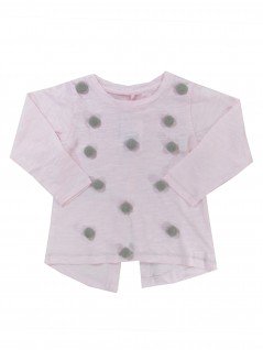 Blusa Manga Longa Rosa com PomPom - Tip Top