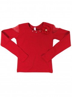 Blusa Infantil Vermelha Flor de Tecido - Dente D'Leão