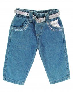 Calça Jeans Feminina com Cinto Prateado - Zerinho
