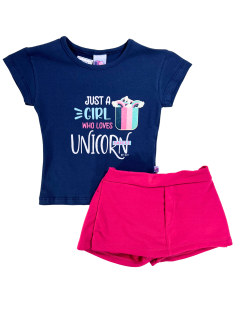 Conjunto Infantil Shorts Saia Unicorn Snacks - Big Day