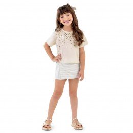 Conjunto Blusa e Shorts Corações Metalizados - Lecimar