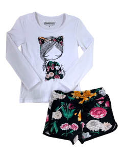 Conjunto Infantil Menina Laço Estampado - Carinhoso