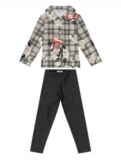 Conjunto Infantil Menina Casaco Xadrez com Legging - Trick Nick