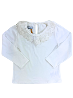Blusa Bebê Manga Longa Gola com Renda -  Trick Nick