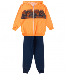 Conjunto Infantil Moletom com Jaqueta Laranja Neon  - Rovitex