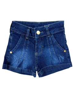 Shorts Infantil Feminino Jeans com Pregas - Lean