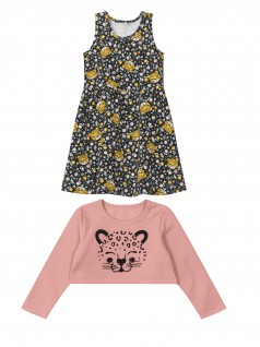 Vestido Infantil com Blusão Leopardo - Rovitex